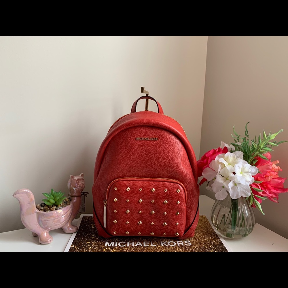 Michael Kors Studded Erin Medium Backpack Red